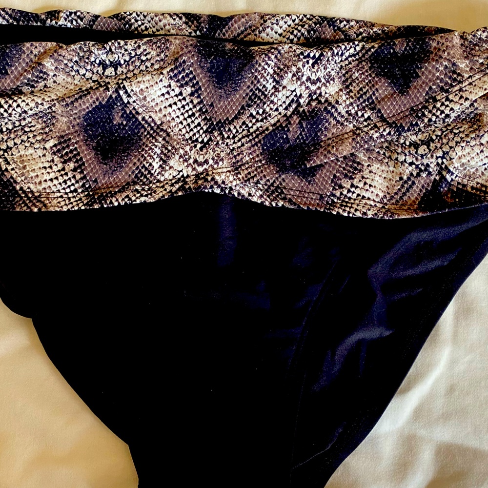Bleu Rod Beattie High Wast Bikini Bottom in Snakeskin/Black Print sz 12 LIKE NEW